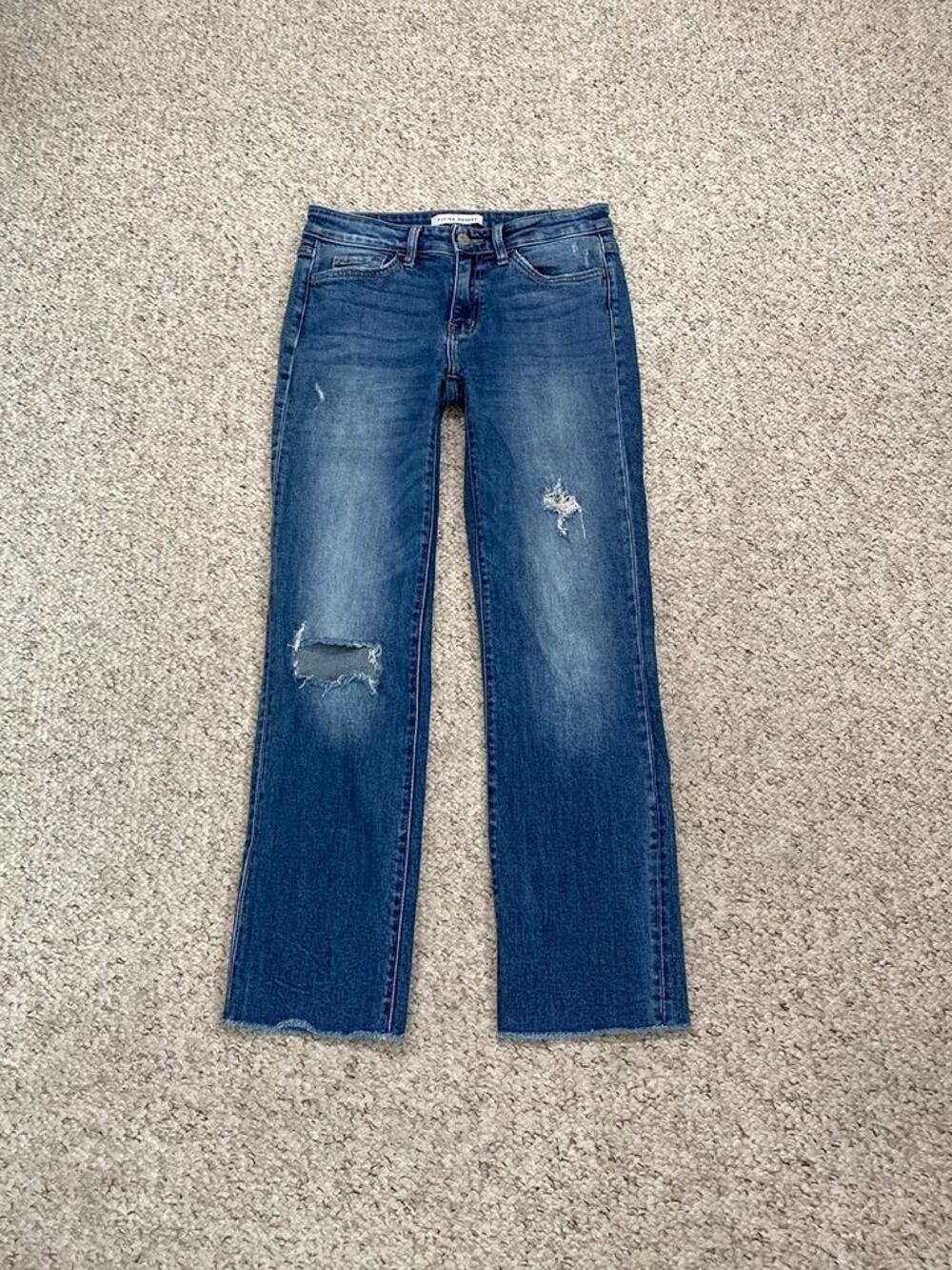 Flying Monkey Y2k Midrise Ankle Straight Leg Raw Hem Size 27 Distressed Jeans